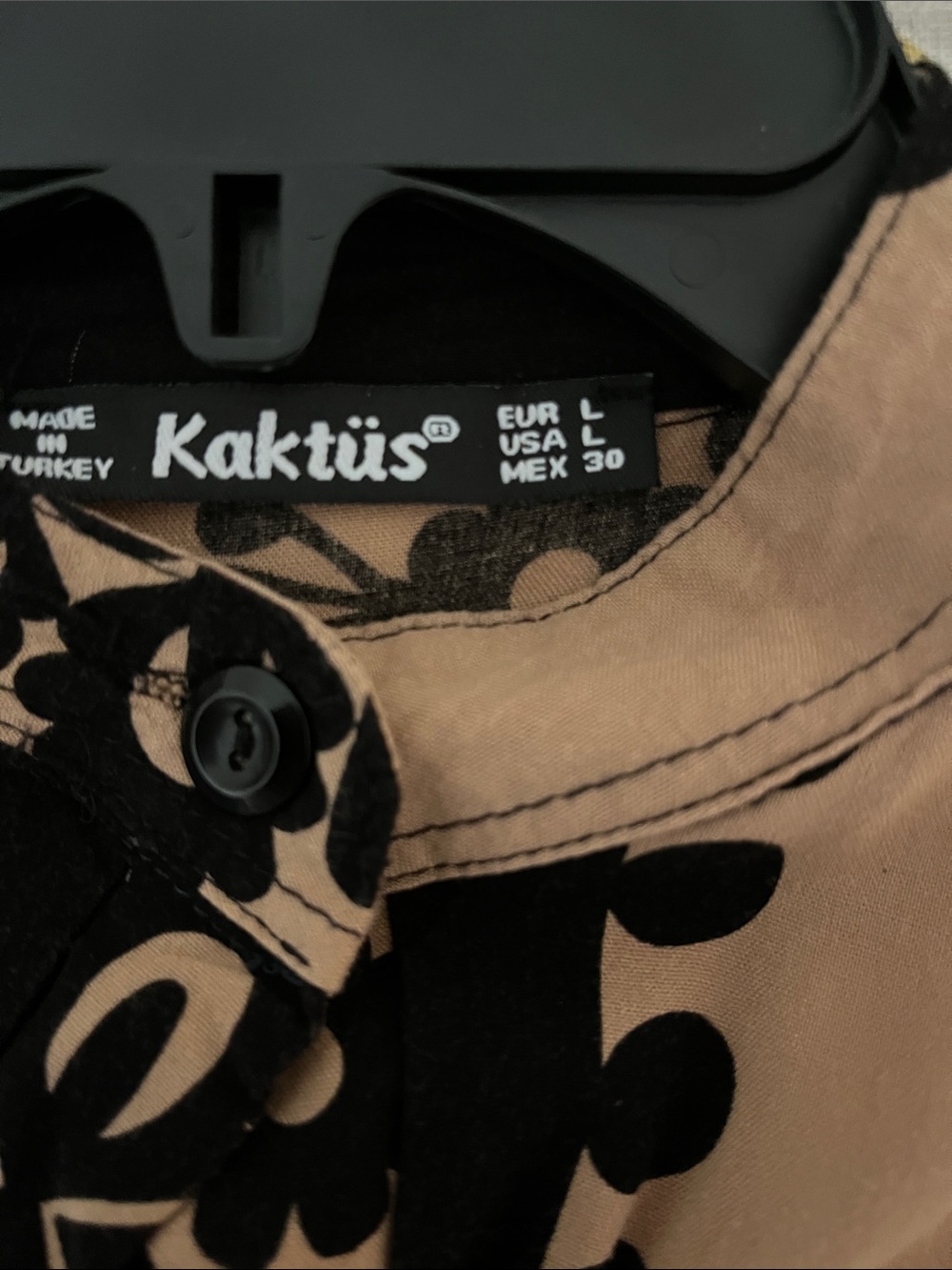 Kaktus Tan Maxi Dress with Black Floral Motif - Picture 3 of 3